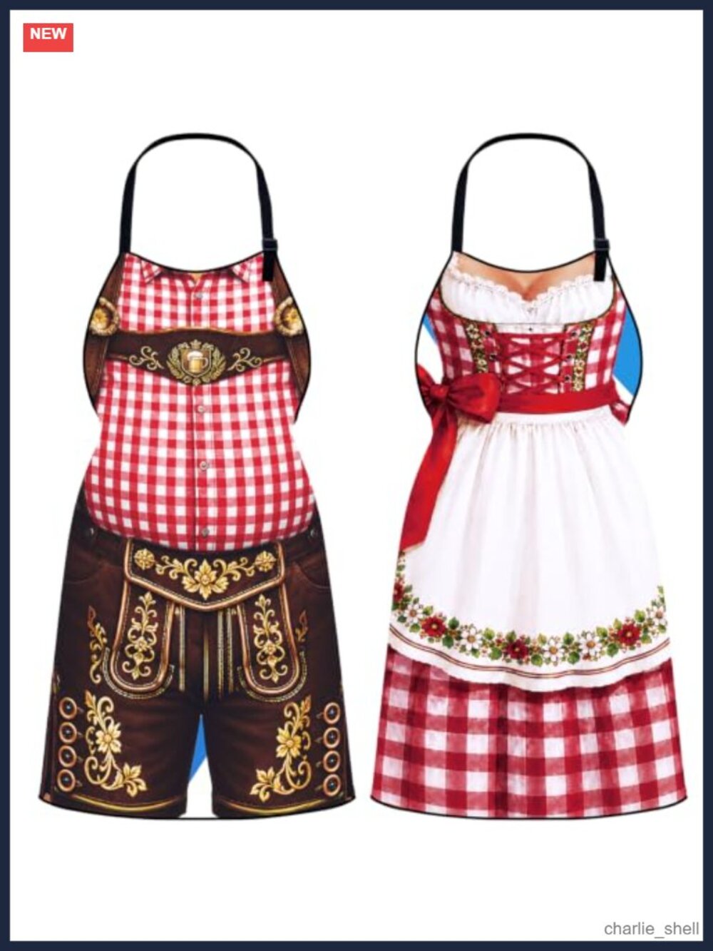 2 Pc Oktoberfest Aprons German Traditional Costume Kitchen Party Set